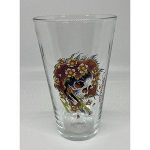 Ed Hardy Glass Cup Lightning Bolt Skull Japan Christian Audigier Flower Baller
